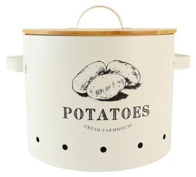 Produktbild von "OTIX Kartoffelbehälter Beige Kartoffelaufbewahrungsbehälter mit Deckel Vorratsbehälter Metall"