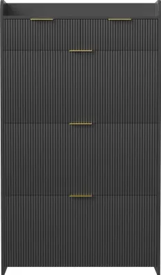 Image de Armoire à chaussures - Armoire d'entrée étroite - 3 compartiments basculants - Peu encombrante - Bois - Style minimaliste moderne - Noir B
