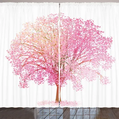 Produktbild von ARANDE Baum Gardine, Weiblich und hübsch Kirschblüten Frühlings-Zeit-Plantage, 280 x 225 cm, Rosa