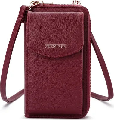 Produktbild von Damen Umhängetasche mit Handyfach und Portemonnaie, Reißverschluss und Magnetverschluss, Multifunktional, Handys bis 6.1“, Crossbody mit verstellbarem und abnehmbaren Schultergurt, Braun