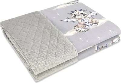 Produktbild von Baby-Delux Babydecke Kuscheldecke Premium zweiseitig Baumwolle Samt Velvet 75×100 Drache grau