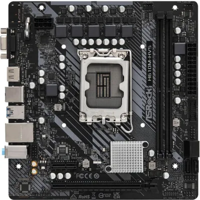 Image de ASRock H610M-HVS - Intel - LGA 1700 - Intel® Celeron® - Intel® Core™ i3 - Intel® Core™ i5 - Intel® Core™ i7 - Intel® Core™ i9 - Intel® Pentium® - DDR4-SDRAM - 64 Go - 3200 MHz