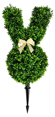 Produktbild von Osterdeko für den Außenbereich: Künstlicher Buchsbaum-Hase als Gartenstecker