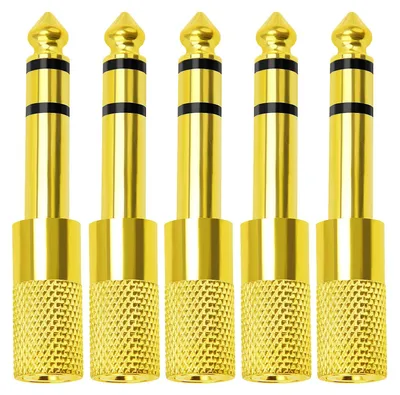 Immagine prodotto di 5 adattatori per cuffie da 3,5 mm a 6,35 mm, placcati in oro