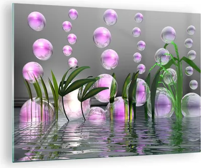 Produktbild von Bilder auf glas - Computer Grafik Blase - 70x50cm - Glasbilder - Wandbilder - Kunstdruck - zum Aufhängen bereit - Wanddekoration aus Glas - Glas Bilder - Wandbild auf Glas - Einteilig - GAA70x50-2329