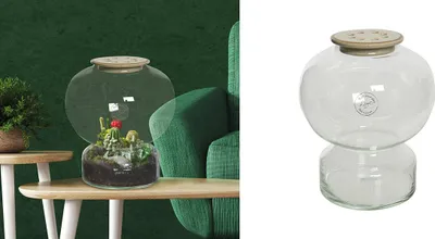 Produktbild von Gilde Glas Vase mit Keramik Lochdeckel für einzelne Blumen 99376
