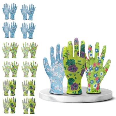Produktbild von Arbeitshandschuhe Damen Größe 8, Gartenhandschuhe Blumenmuster, Kinderarbeitshandschuhe, für Gartenarbeit