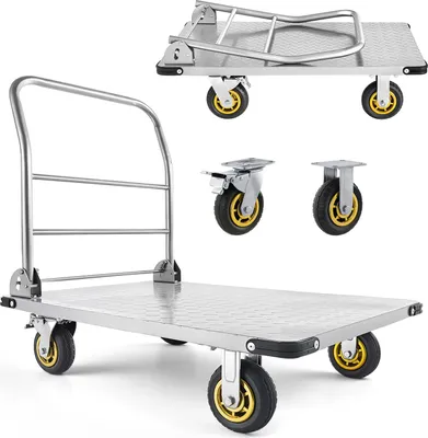 Immagine prodotto di Carrello pieghevole VEVOR da 907 kg, carrello di trasporto con ruota orientabile, carrello a mano con piano di carico antiscivolo, carrello pieghevole per facilitare il trasporto e lo stoccaggio, carrello con ruote 900x600 mm