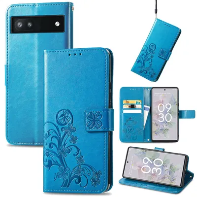 Image de Coque de protection pour téléphone, compatible avec Google Pixel 6a, avec porte-cartes, couleur : bleu