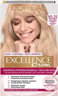 Zdjęcie produktu dla Farba do włosów L'Oréal Paris Excellence Crème 10.21 Bardzo Jasny Perłowy Blond