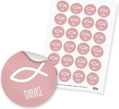 Produktbild von itenga 24x Sticker "Fisch Danke" (Motiv 166) altrosa