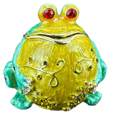 Immagine prodotto di Portagioie a forma di rana in stile Fabergé P23089C - Portagioie da regalo per donna - Figurina decorativa da 5 cm