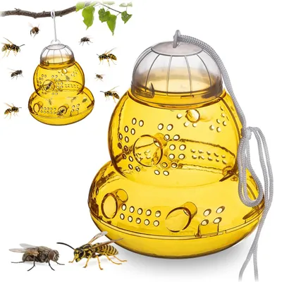 Produktbild von KADAX Wespenfalle zum Aufhängen, Insektenfalle gegen Wespen für Garten, Terrasse und Balkon, Wespenfänger aus Kunststoff für natürlichen Lockstoff (13 x 16 cm)