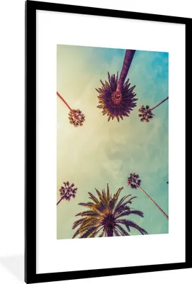 Produktbild von MuchoWow® Gerahmtes Poster Palme - Himmel - Bäume - Sommer - Tropisch 60x90 cm - Poster mit Schwarzem Bilderrahmen Wandposter Rahmen Foto Bilder - Dekoration - Wandposter Wohnzimmer - Hochwertig