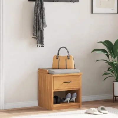 Image de Banc d'entrée en bois massif avec espace de rangement
