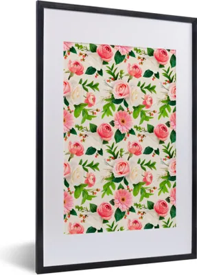 Produktbild von MuchoWow® MuchoWow® Gerahmtes Poster Blumen - Rosen - Rosa 40x60 cm - Poster mit zchwarzem Bilderrahmen - Poster in Rahmen