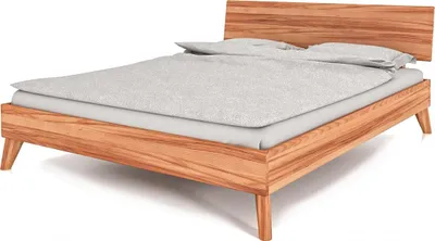 Produktbild von Bett Gerg 1 Sonderlänge 200x210 Kernbuche massiv mit Holzkopfteil und Holzbeinen