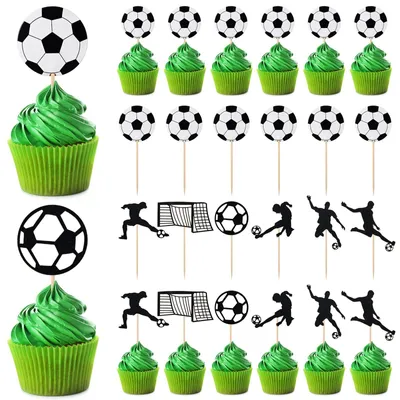 48 Fußball-Tortendekorationen, Tortenaufsätze, Muffin-Topper