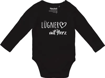 Produktbild von Huuraa Baby Body Lügner mit Herz 80 Black  Baumwolle Fairtrade Langarmbody Geschenkidee