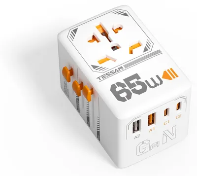 Produktbild von TESSAN 65W GaN Reiseadapter Weltweit mit 2 USB A und 2 USB C, Weiß – 4USB(2 USB C)-65W