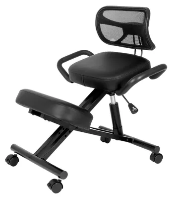 Produktbild von Ergonomischer Kniestuhl mit Rückenlehne, höhenverstellbar 45–65 cm, Bürostuhl zur Verbesserung der Sitzhaltung, Rollhocker für Büro und Home Office, Stahlrahmen bis 125 kg