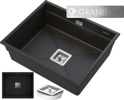 Produktbild von Granitan | Granitspüle EPIR 60 - Schwarz mit goldenen Glitzerpartikeln - Unterbau/Nebenkonstruktion - Elegantes Design