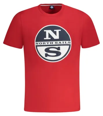 Produktbild von Herren Kurzarm-T-Shirt Rot mit Rundhalsausschnitt und Logo-Druck