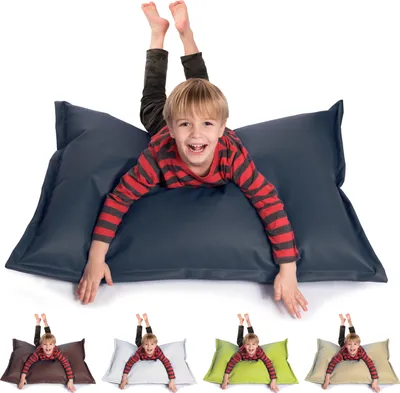Produktbild von sunnypillow S Sitzsack Sitzkissen aus Kunstleder Outdoor & Indoor 100 x 70 cm mit 60L Styropor Füllung Sessel für Kinder & Erwachsene Sofa Beanbag viele Farben und Größen zur Auswahl Anthrazit