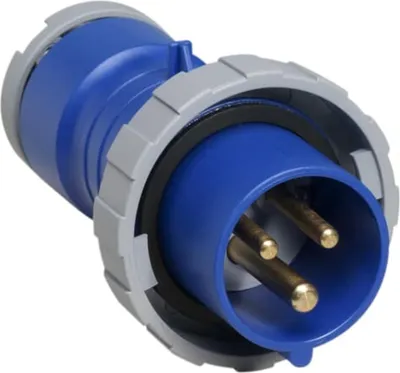 Produktbild von Amphenol 32 Ampere CEE Steckverbinder 3-polig (2P+PE) Stift, Kodierung 6h blau 200/250V Frequenz 50 und 60Hz - 1 Stück