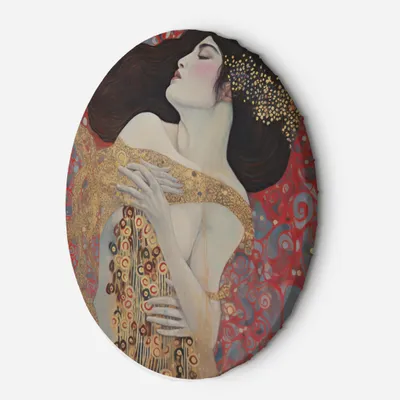 Produktbild von Leinwandbild rund - Frau, rote Abstraktion - G. Klimt 60x60 Feeby Orange bild für die wand bereit zum aufhängen