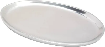 Produktbild von Kerzenteller Oval 20x11cm Aluminium Silber Poliert Untertasse Tisch Dekoration