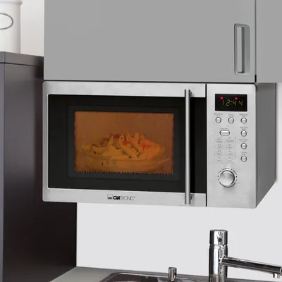 Immagine prodotto di Microonde Clatronic MWG 778 U con telaio di montaggio, decorazione in acciaio inox, 800 watt, volume 20 l, larghezza 46 cm, funzione grill