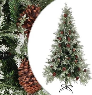 Produktbild von "2026 Promotion" Weihnachtsbaum mit Zapfen Grün und Weiß 225 cm PVC & PE  - Weihnachtsgirlanden CC20431