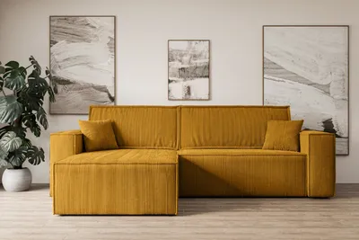 Produktbild von ALTDECOR Ecksofa mit Schlaffunktion und Bettkasten Corner Sofa Eckcouch Couch L-Form universal, links/rechts Schlafcouch Ausziehbar Wohnlandschaft Schlafsofa CELTIC-XL - 277x143x83cm Senfgelb