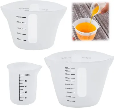 Immagine prodotto di Misurini in silicone, set da 3 pezzi: 100 ml, 250 ml e 500 ml, per la cucina