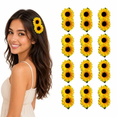 Produktbild von Sonnenblumen Haarspange für Damen | 12er Set