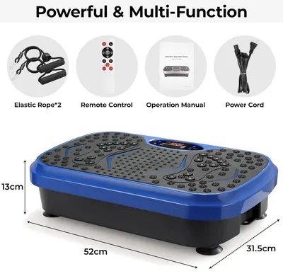 Produktbild von Vibrationsplatte - Fitnessgerät für Zuhause - Ganzkörpertraining - Fettverbrennung & Muskelaufbau - Stehplattform - Blau