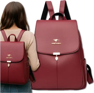 Image de EDIBAZZAR | Sac à dos femme rouge élégant en similicuir urbain
