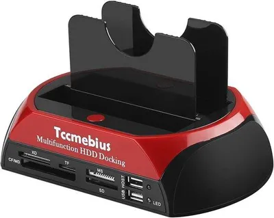 Zdjęcie produktu dla Stacja dokująca do dysków twardych USB 2.0 z czytnikiem kart, 2,5 i 3,5 cala