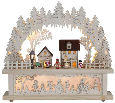 Produktbild von Best Season LED-Fensterleuchter "Village" 15 warm white LED, natur, Holz, Trafo, 270-56