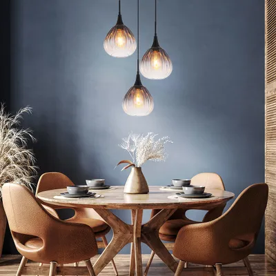Produktbild von LED Pendelleuchte, Metall schwarz, Glas rauchfarben, H 120 cm