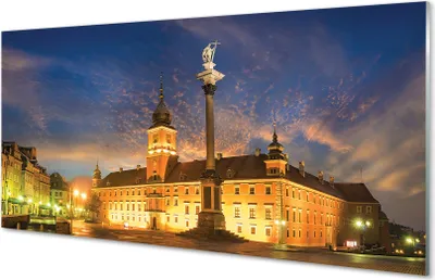 Produktbild von Glasbilder 120x60 Wandkunst Warschau Altstadt Sonnenuntergang