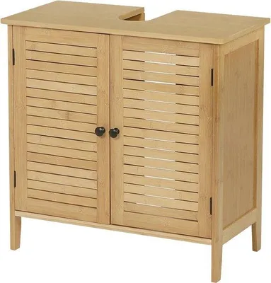 Productafbeelding van Badkamerkast onder het wastafelmeubel - Wastafelonderkast - Wastafelonderkast met uitsparing - 60x30x60 cm - Bamboe