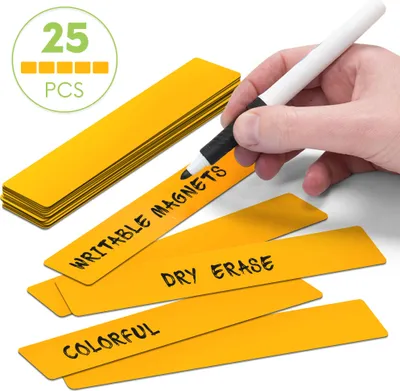 Produktbild von 2DOBOARD Magnetstreifen beschreibbar - 15 cm x 2,5 cm Orange - 25 Stück - Magnet etiketten für Whiteboard und Kühlschränke