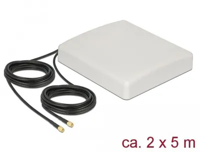 Produktbild von Antenne LTE 2 x SMA Stecker 8 dBi direktional mit Anschlusskabel RG-58 5 m beige outdoor Delock