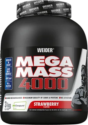 Produktbild von Weider Mega Mass 4000/ 3kg Dose Hardgainer CREAPURE Erdbeer