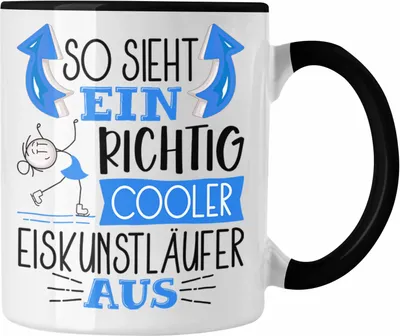Produktbild von Trendation - Eiskunstläufer Tasse Geschenk So Sieht Ein Richtig Cooler Eiskunstläufer Aus Geschenkidee Spruch Lustig Becher (Schwarz)
