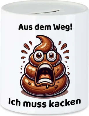Produktbild von Aus dem Weg Ich muss kacken Lustiges Kothaufenmotiv Spardose Geschenkidee witziges Design Reizdarm Stuhlgang