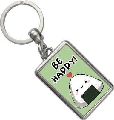 Produktbild von Onigiri Sushi Schlüsselanhänger mit Spruch Be happy