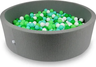 Produktbild von Trockenbecken 130x40cm grau mit 700 Bällen: weiß, hellgrün, mint, grün